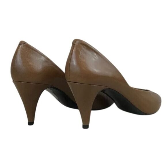 Vintage Jacques Martin Brown Leather Pumps Croc Embossed Toe Size 8 Low Heels - Picture 4 of 8